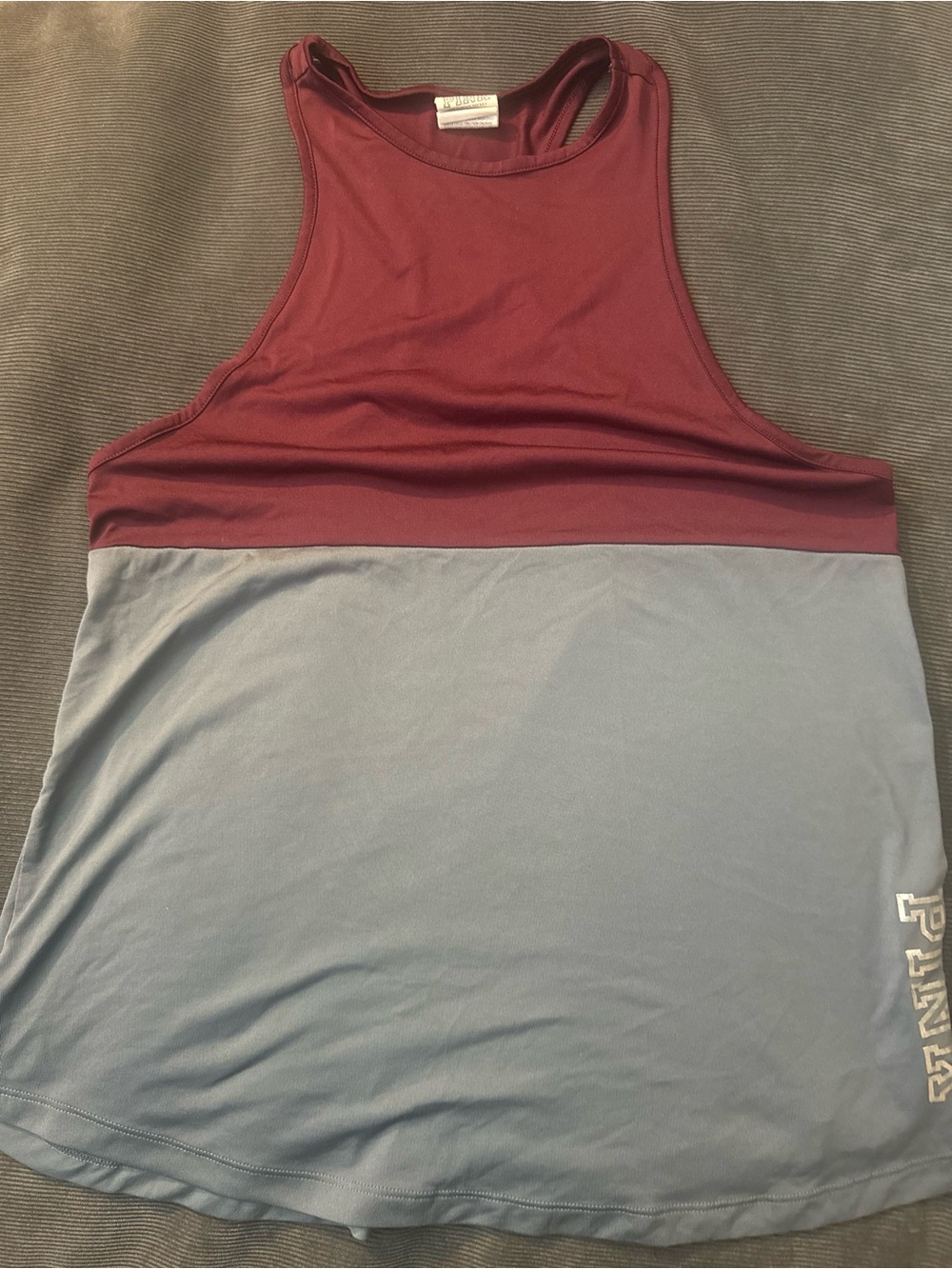 PINK Victoria's Secret Two-Tone Racerback Tank - Maroon & Light Blue